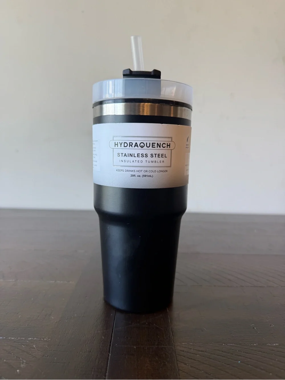 Hydraquench Stainless Steel Insulated Black Tumbler 20oz.